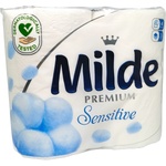  MILDE тоалетна хартия, Без аромат, Sensitive, 4 броя Х 100гр