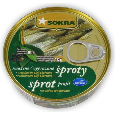 Sokra Smažené rižské šproty v rostlinném oleji s kořením 160 g