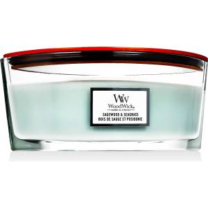 WoodWick Pressed Blooms & Patchouli Ароматна свещ 453, 6 g тип Sagewood & Seagrass