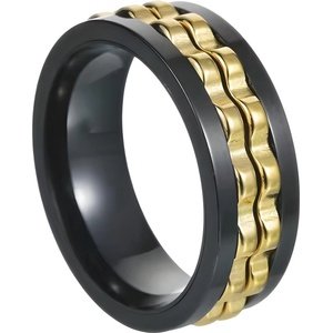 HARAHU Пръстен IK-32053 - Черен / Златен / 59mm KP32053
