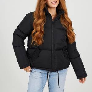 Brave Soul Дамско яке Brave Soul Ladies Black Cello Hooded Puffer Jacket - Black