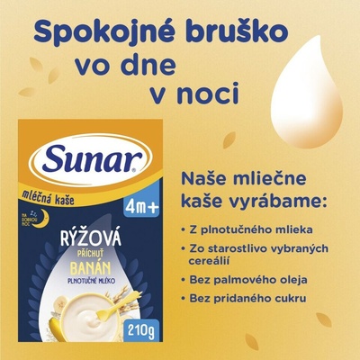Sunar mliečna kaša ryžová na dobrú noc banánová 210 g