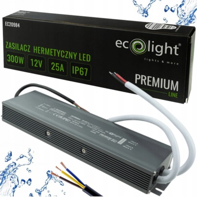 ECO LIGHT Hermetický LED zdroj 12V 300W IP67 voděodolný EC20984
