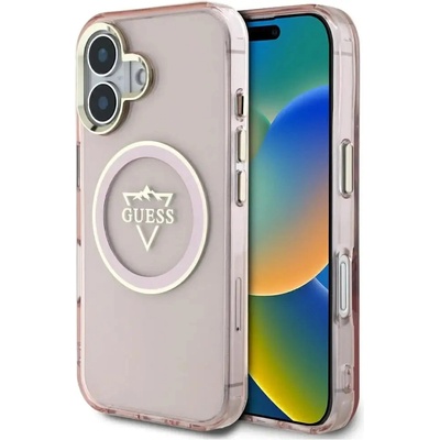 GUESS Калъф Guess IML Metal Mountain Logo MagSafe за iPhone 16 - розов (3666339434113)
