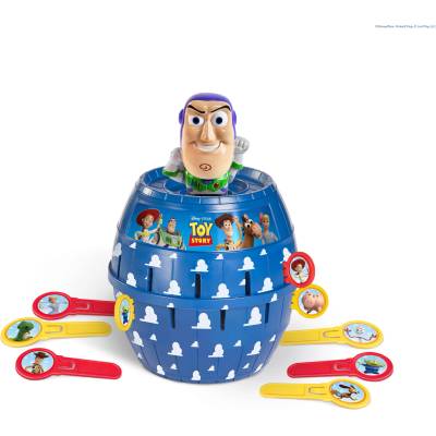 TOMY Pop Up Buzz Lightyear game, Toy Story children's action game, fun plug-in game with sticks, Disney Pixar Buzz Lightyear family game, quick reaction game for 2-4 players, ages 4 and up - T73938