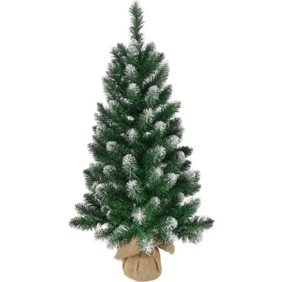 MagicHome Stromček Vianoce Nico, jedľa v jute, zasnežené konce,90 cm