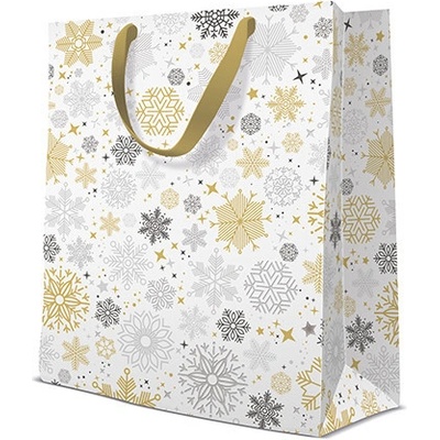 Darčeková taška PAW Metallic Snowflakes, veľká 26,5x13x33,5 cm