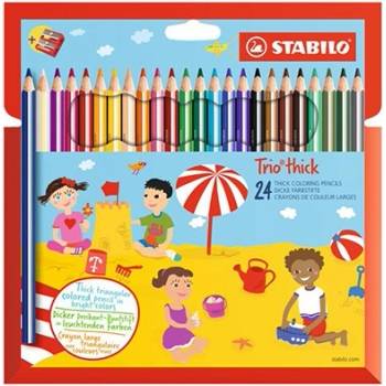 STABILO Trio 24бр. комплект цветни моливи + острилка 203/2-24 (203/2-24)
