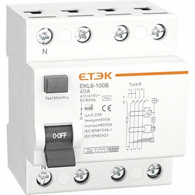 Etek EKL6-100B-3N8030 80A 3P+N 30mA 125413