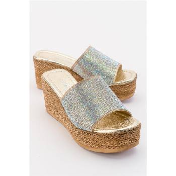 Moda Trend Дамски чехли с цяла подметка - Златисти #381890 (381890_Златист)