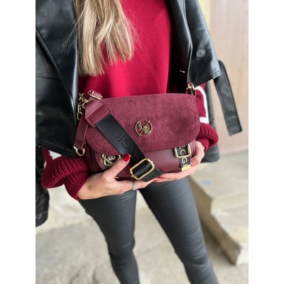 Laura Biaggi crossbody kabelka s dvoma ramienkami DX-F290-bordo Bordová