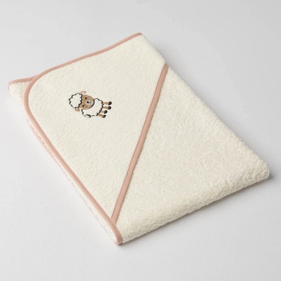 Veba LOTA osuška s kapucí jasmínová s výšivkou Huňatý beránek béžová lemovka 75 x 75 cm – Sleviste.cz