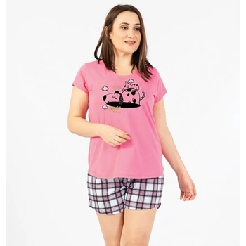 Image 1 of Макси пижама в цикламено с каре и апликация