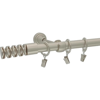 Kovovégarnýže Garnýž Jewel elegance 19 mm matný nikl Jednořadá 140 cm Bez kroužků (na tunýlek)