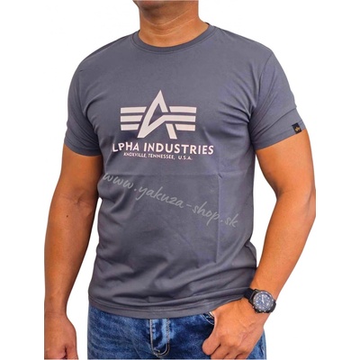 Alpha Industries Basic T Shirt Reflective Print tričko pánske greyblack/reflective