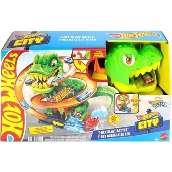 Hot Wheels city T-rex útočí na hasičskú stanicu JBM73