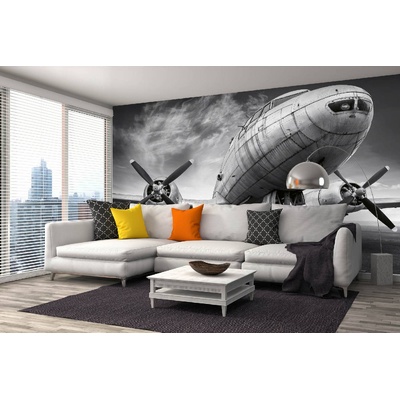 DIMEX ART Самозалепваща се флизелинова фототапета самолет на писта 375 x 250 см