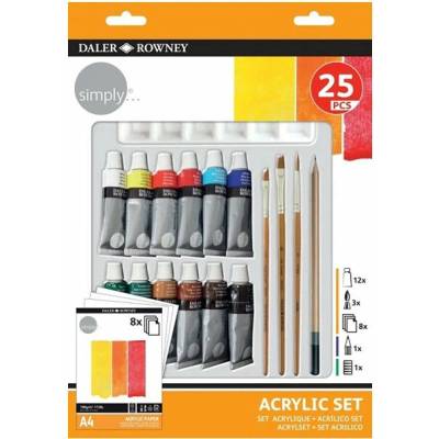 Akrylová sada Daler Rowney s příslušenstvím 25 ks