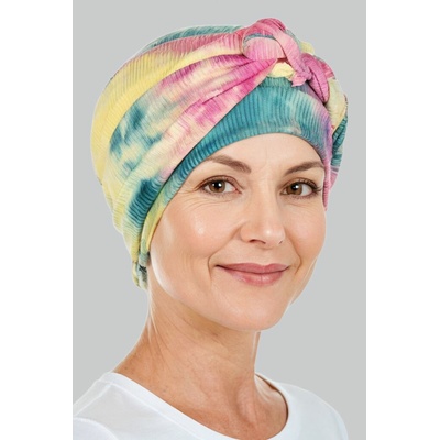 Aradesa dámský turban s páskem Batik růžovo žlutý