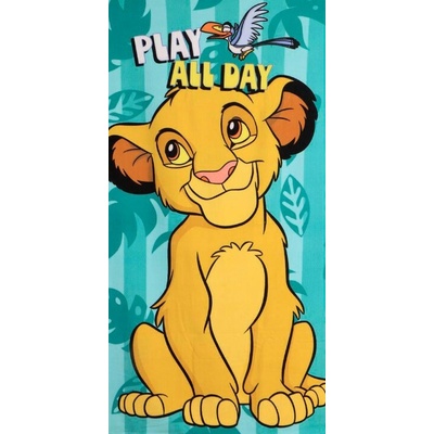 CurePink dětský ručník osuška Disney lví král hrát si celý den 70 x 140 cm