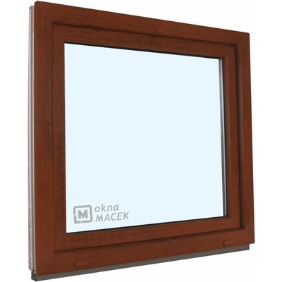 KÖMMERLING Plastové okno - 70 AD, 1200x1200 mm, OS, ořech levé (OSl), čiré, ořech/bílá