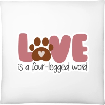 Darčeky PrintEQ Štvorcový Vankúš Dizajn s témou Pes a Láska Biela 40x40