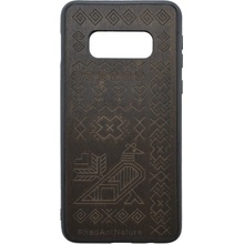 Púzdro Totem Samsung Galaxy S10e tmavohnedé drevený povrch