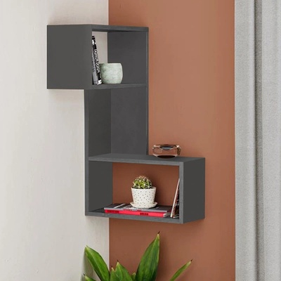 TopMebel Меламинов ъглов рафт Part в антрацитен цвят 47x20x82см