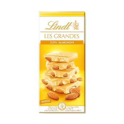 Lindt LES GRANDES biela čokoláda s mandľami 150g