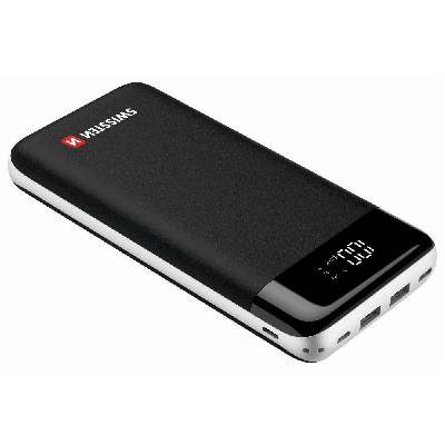PowerBank SWISSTEN Black Core 30000mAh PowerBank, 30000mAh, výstup USB-C a 2x USB-A, vstup USB-C, microUSB a Lightning, černo-stříbrná 22013929
