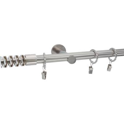 Kovovégarnýže Garnýž Jewel modern 19 mm efekt nerez Jednořadá 180 cm Bez kroužků (na tunýlek)