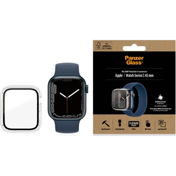 Panzer Стъклен протектор за часовник със силиконова рамка PanzerGlass за Apple watch Series 7, 45mm, AntiBacteria - Прозрачна рамка, 119589