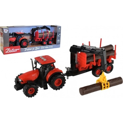 Teddies Traktor Zetor s vlekom s nakladacím ramenom plast 36 cm