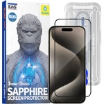 Blueo Протектор за iPhone 15 Pro Max - сапфирен скрийн протектор с апликатор Pro - черен
