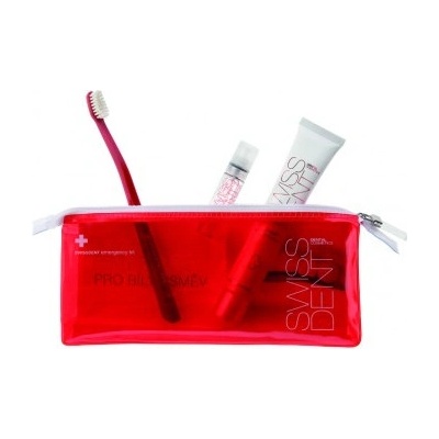 Swissdent Emergency Red 50 ml + Extreme Whitening Toothpaste 9 ml + Extreme Mouth Spray Soft Toothbrush Cosmetic Bag darčeková sada