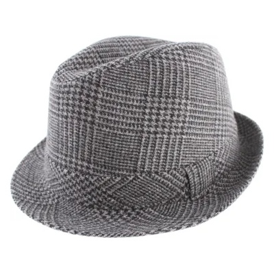 Мъжка зимна шапка Fedora Luigi&Guido Tesi F71, Сиво-бежов пепит