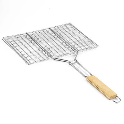 MUHLER Скара за бургери Muhler 1001837, 32х19х48 см, Неръждаема стомана, Дървена дръжка, Сребрист (1001837)
