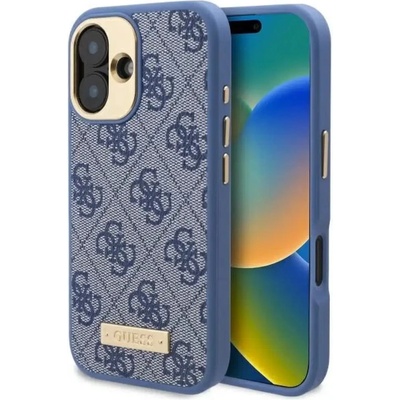 GUESS Калъф Guess 4G Logo Plate MagSafe за iPhone 16 Plus - син (3666339345334)