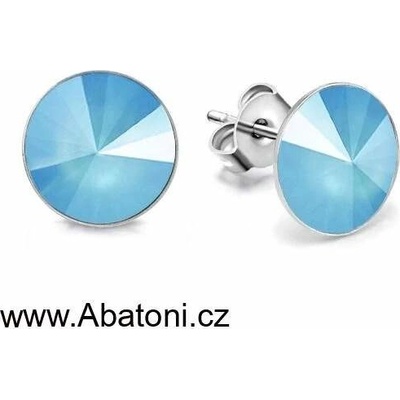Swarovski Elements Rivoli vlepený krystal Ocelové náušnice pecky puzety modré kulaté 51037.3 Summer Blue modrá mléčná světlá azurová