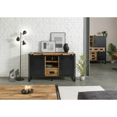 Bighome - Príborník mango 150x45x90 prírodný lak / kov čierny BLACKBURN