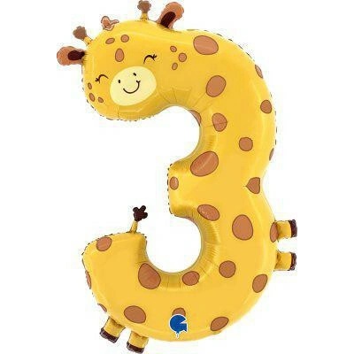 Grabo Fóliový balónik nafukovací Puppyloons Žirafa 91cm,36" číslica 2