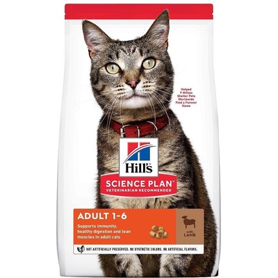 Hill's Суха храна за котки от 1 до 6 години Hill's Science Plan Feline Adult, с агнешко и ориз
