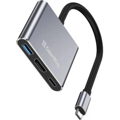 ColorWay USB хъб (докинг станция) ColorWay USB-C 3-в-1 Type C PD 100W/USB3.0/HDMI 4K (CW-HUB08) (CW-HUB08)