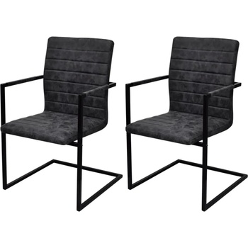 Image 1 of vidaXL Конзолни трапезни столове, 2 бр, черни, изкуствена кожа (242285)