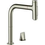 Hansgrohe Metris M71 200 издърпващ се кухненски смесител, матиран хром, с 2 струи 73819800 (73819800)
