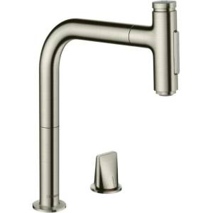 Hansgrohe Metris M71 200 издърпващ се кухненски смесител, матиран хром, с 2 струи 73819800 (73819800)