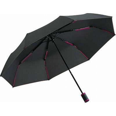 Fare kapesní deštník s barevným žebrováním a švy black magenta