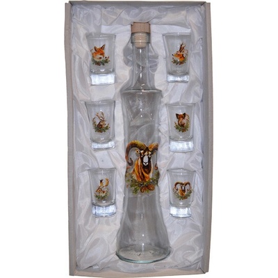 Fľaša na alkohol so štamperlíkmi - Muflón