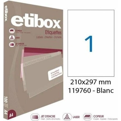 Etikety univerzálne 210x297mm Etibox A4 100 hárkov