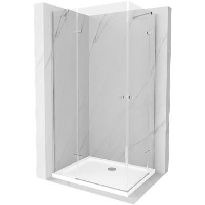 Mexen Roma Душ кабина Duo с панти 80 x 70 cm, прозрачна, хром + поддушовото корито (854-080-070-01-02-4010)